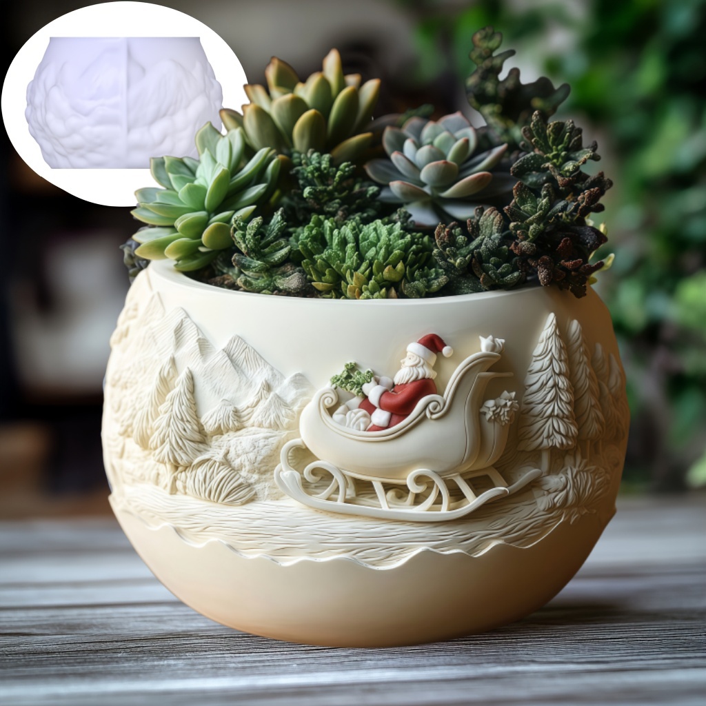 Echeveria Succulent - Cetakan Lilin Relief Santa Claus Bentuk
