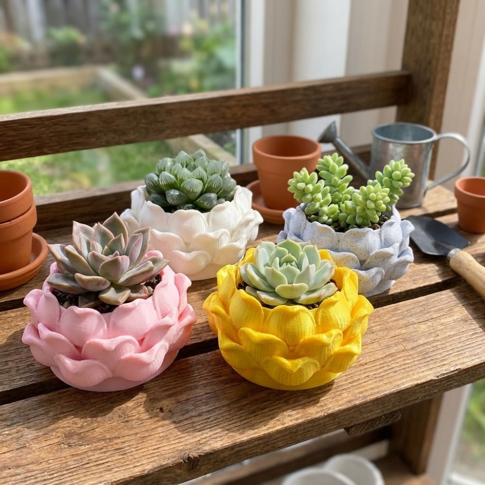Pot Tanaman Sukulen Bentuk Ter - Echeveria Succulent ulasan dan harga